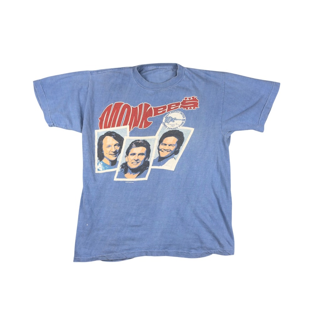 Vtg 1987 Monkees Summer Tour Band T-Shirt Fits Small Blue‎ USA Single Stitch